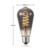 LED-žarnica Lucande E27 ST64 4 W, titan, 1.800 K, z možnostjo zatemnitve - Steklo
