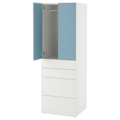 SMASTAD / PLATSA Garderober, bela plava/s 4 fioke, 60x57x181 cm