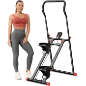 Smania Stopniščni steper z ročajem StepFIT - Črna | Fitnes naprava za domačo uporabo | Kompaktna vadbena naprava