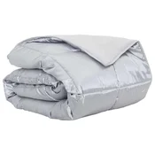 Vidaxl Poletna odeja srebrna 200 x 200 cm Satin in mikrovlakna