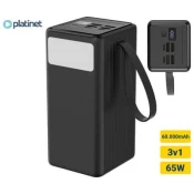 Platinet Punjiva baterija PMPB6065 powerbank, 65 W, 60.000 mAh, 4x USB-A, 2x USB-C, crna