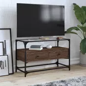 TV ormaric sa staklenom površinom boja hrasta 80x35x51 cm drvo