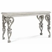 Casa Padrino luxury baroque solid wood console white/silver 140.5 cm - Baroque Furniture - Made in Italy