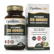 Epsilon Life Vitamin D3 K2 Cink, 4000IU, 120 kapsul