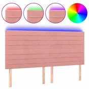 Vidaxl LED posteljno vzglavje roza 180x5x118/128 cm žamet