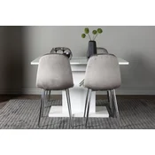 Venture Design Jedilna miza in stol komplet Pluto 76x120x90 cm bela svetlo siva