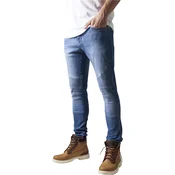 Slim Fit Biker Jeans Blue Washed