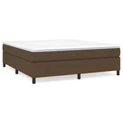 Vidaxl Posteljni okvir z vzmetmi temno rjav 160x200 cm blago