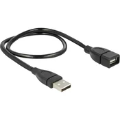 Delock USB 2.0 priključni kabel [1x USB 2.0 vtič A - 1x USB 2.0 vtičnica A] 0.50 m črn, fleksibi