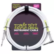 Ernie Ball 6049 10/3m Straight/Angle Instrument Cable - White beli instrumentalni kabel