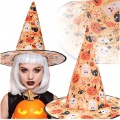 Korbi Čarovniški klobuk – kostum, Halloween, pustni dodatek, oranžen