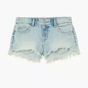 Cropp - Denim kratke hlače z učinkom pranja - bledo modra