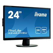 IIYAMA Monitor 24 VA-panel, 1920x1080, 250cd/m2, 4ms, HDMI, DisplayPort, USB-HUB, Speakers (23,8VIS)