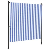 Vidaxl Zunanje rolo senčilo modro in belo 200x270 cm tkanina in jeklo