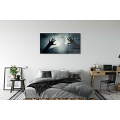 tulup.si Slika na akrilnem steklu Senca roke in obliko glave 125x50 cm 4 obešalnika