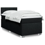 VIDAXL Box spring postelja z vzmetnico črn 90x190 cm blago