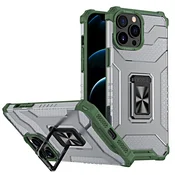 HURTEL Kristalni obročni ovitek pancerne hibridno ohišje + magnetni držalo iPhone 13 Pro zelena
