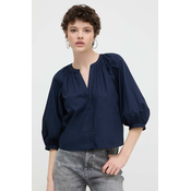 Pamucna košulja Desigual GISELLE za žene, boja: tamno plava, regular, 24SWBW12