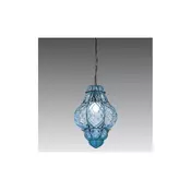 SIRU- luster na lancu CLASSIC 1xE27/60W/230V, prečnik 30 cm, plava/crna, venecijansko staklo