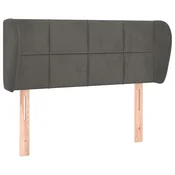 Vidaxl Vzglavje z ušesi temno sivo 103x23x78/88 cm žamet