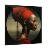 Canvas Slika na platnu Dama u crvenom, 60x60 cm, Sa ramom, Bela