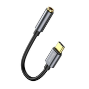USB-C u ženski audio 3.5 mm razdelilni adapter Baseus L54 s ugradenim DAC - sivi