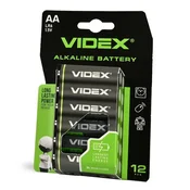 shumee 12 kosov močnih alkalnih baterij, velik komplet Videx AA LR6 1,5 V 2600 mAh