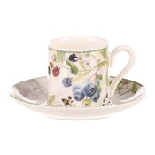 Autronic Kupa Cup with saucers, 2 pieces - gift set, porcelain, white with berries (POR003-3)