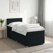 vidaXL Postelja boxspring z vzmetnico Črna 80 x 200 cm Blago
