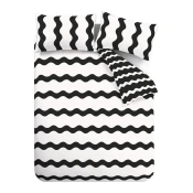 Črno-bela enojna posteljnina 135x200 cm Waves – Sassy B