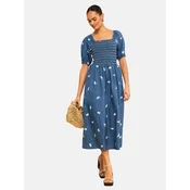 love & roses Obleka  kremna / moder denim