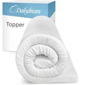 Nakladka za vzmetnico Visco topper iz viskoelastične pene 180x200x5 cm bela mehka z elastičnimi kotnimi trakovi in protidrsno spodnjo plastjo ter odstranljivo prevleko za pranje do 40°C