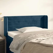 Vidaxl Vzglavje z ušesi temno modro 93x16x78/88 cm žamet