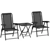 Homestar Bistro komplet 3-delni zložljiv zunanji set 50x50x50 cm črne barve
