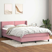 vidaXL vidaXL Box spring postelja z vzmetnico roza 160x220 cm žamet, (21790869)