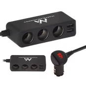 slomart Razdelilnik vtičnice avtomobilskega vžigalnika Maclean, 3 vtičnice, 4x USB, z volmetrom