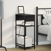 vidaXL Nočna omarica Črni hrast 40 x 27 x 76 cm Konstruiran les