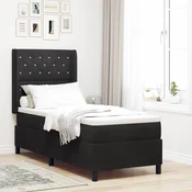 vidaXL Postelja z vzmetnico z vzmetnico Črna 80 x 200 cm Žamet