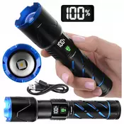Alu. LED baterija takticke svjetiljke. 5000mah 800lm zoom lcd usb
