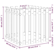 Vrtna sadilica s izgledom ograde 60x60x60 cm od borovine