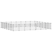 vidaXL vidaXL Ograda za hišne ljubljenčke z 28 paneli črna 35x35 cm jeklo, (20802335)