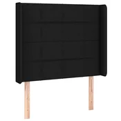 Vidaxl Vzglavje z ušesi črno 103x16x118/128 cm blago