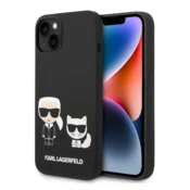 Maska Karl Lagerfeld and Choupette Liquid Silicone za iPhone 14 crna.
