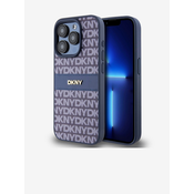 DKNY DKNY Usnjeno enoplastno ohišje s črto in kovinskim logotipom - ohišje za iPhone 15 Pro (modro)