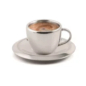 Skodelica za espresso s podstavkom, dvoslojno nerjavno jeklo, 55 ml