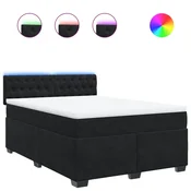 Vidaxl Box spring postelja z vzmetnico črna 140x200 cm žamet