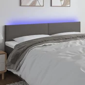 Vidaxl vidaXL Vzglavje postelje z LED svetlo sivo 200x5x78/88 cm umetno usnje