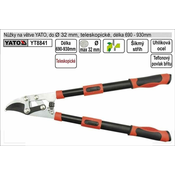 YATO Škarje za veje 690-930 mm polkrožno teleskopsko zobniško rezilo