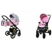 Babylux Marlux Magnetic Silver Roses | 2v1 Kombinirani Voziček kompleti | Otroški voziček + Carrycot