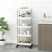 Kuhinjska kolica s 5 razina bijela 42x29x128 cm željezo i ABS